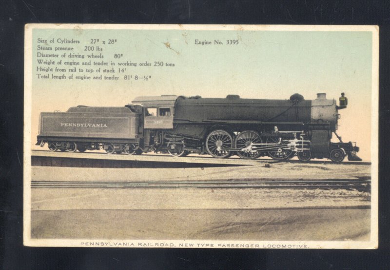 1913 PENNSYLVANIA RAILROAD NEW PASSENGER TRAIN LOCOMTIVE ENGINE VINTAGE POSTCARD