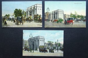 London 3 x HYDE PARK & MARBLE ARCH c1910 Postcard