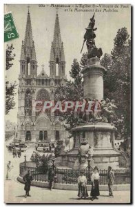 Old Postcard Marseille L & # 39eglise Saint Vincent and the monument of Mobiles