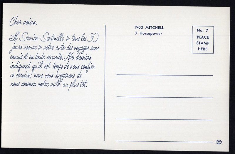 Classic Antique Car Postcard 1903 MITCHELL 7 Horsepower - Chrome