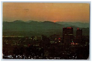 1972 Aerial View At Night Buildings Asheville North Carolina NC Vintage Postcard