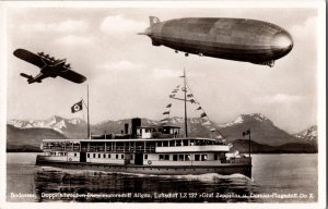 Germany Mint Real Picture Postcard LZ 127 Graf Zeppelin Motor Ship Allgau Lake