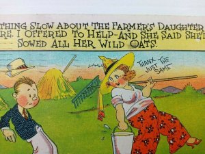 Vintage Postcard Humor Nothing Slow about the Farmer's Daughter Comic 1937 