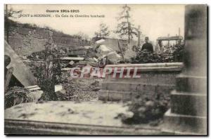 Pont a Mousson - War - A corner Cimitiere bombs - Old Postcard -