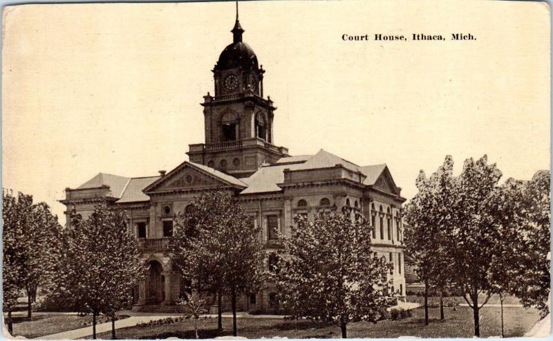 ITHACA, MI Michigan      COURT  HOUSE     c1910s      Postcard