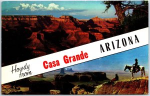 VINTAGE POSTCARD SUNSET OVER THE GRAND CANYON & MONUMENT VALLEY AT CASA GRANDE