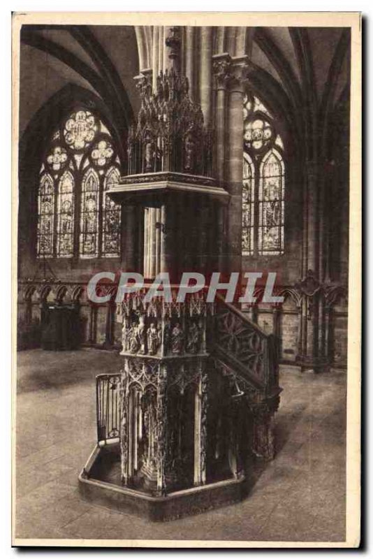 Postcard Old Cathedral of Strasbourg pulpit