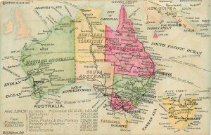 c1910 Australia Map attractions Postcard 25-11082