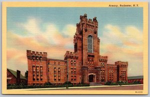 Vtg Rochester New York NY Armory 1940s View Linen Postcard