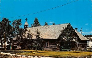 WHITEHORSE, Yukon Canada   OLD LOG CHURCH    Chrome Deckle Edge Postcard