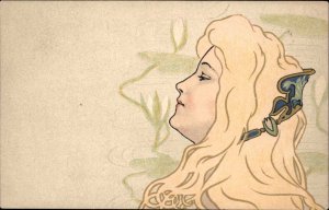 Beautiful Woman Art Nouveau Henri Meunier TUCK 4001 EXC COND c1900s Postcard