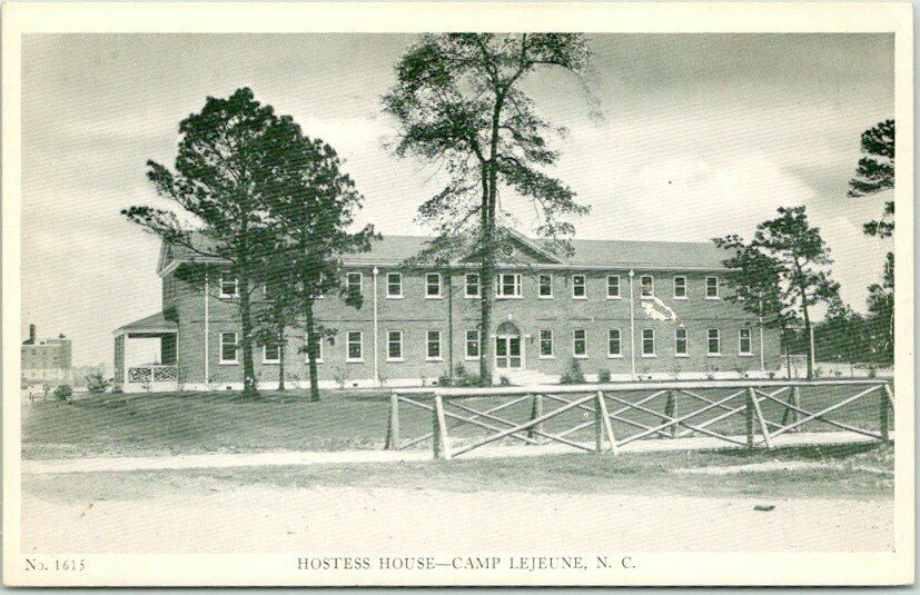 CAMP LEJUNE North Carolina Postcard "HOSTESS HOUSE" USMC Marines WWII