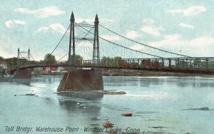 Vintage Postcard 1910's Tall Bridge Warehouse Point Windsor Locks Connecticut