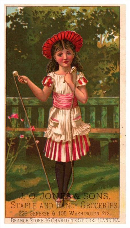 Girl skipping Rope   Victorian Trade Card