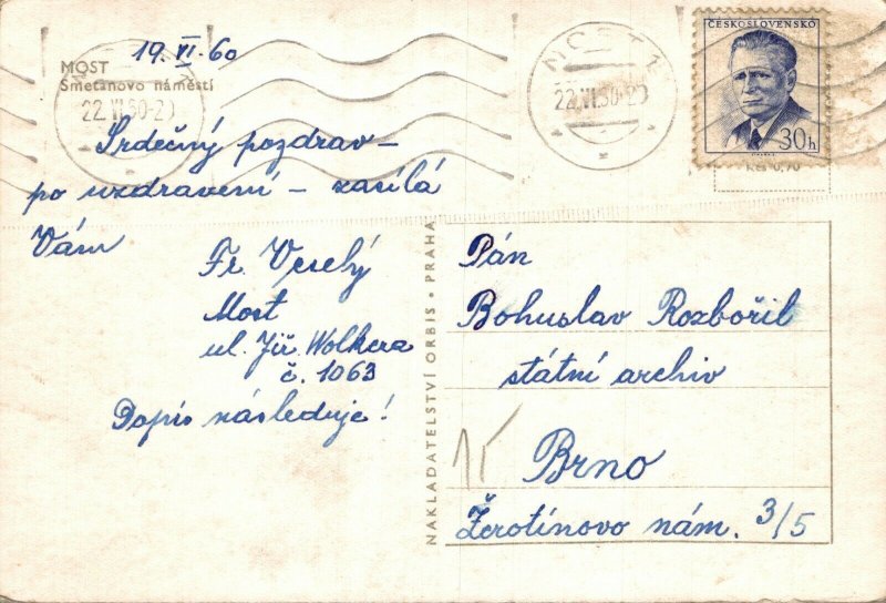 Czech Republic Most Smetanovo náměstí Litomyšl Vintage RPPC BS.13