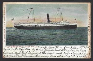 S.S. Horatio Hall. Maine S.S. Co. 1906. German card. Undivided back