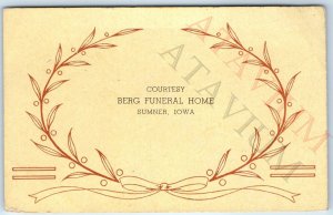 c1920s Sumner, Iowa Berg Funeral Home Blotter Trade Card Advertising IA Vtg C49