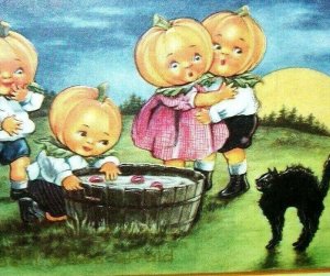 Halloween Postcard Whitney 4 Big Head Fantasy Goblin Children Anthropomorphic