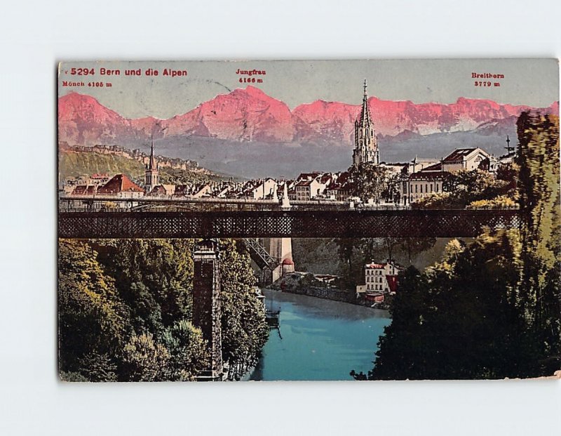 Postcard Bern und die Alpen, Bern, Switzerland