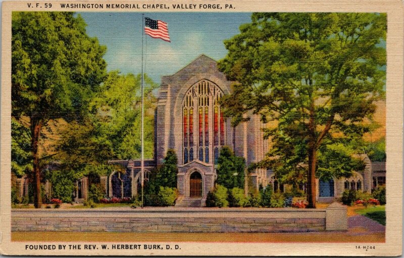 Pennsylvania PA Valley Forge Washington Memorial Chapel Postcard Old Vintage PC