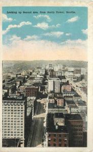 Aerial 1920s Second Avenue Smith Tower SEATTLE WASHINGTON Puget 3700