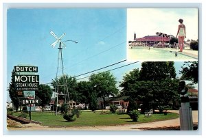 Dutch Motel And Steak House Pool Windmill Road Side Augusta Georgia GA Postcard 