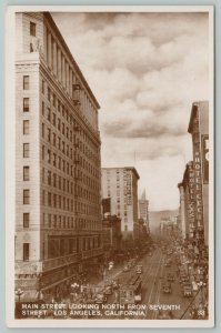 Los Angeles California~Main St Looking N From 7th St~Real Photo Postcard~RPPC