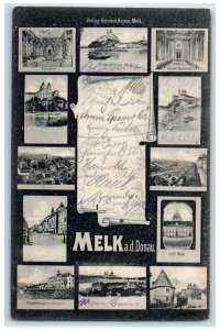 c1905 Melk a.d. Donau Austria Boat Buildings River Multiview Postcard