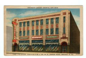 Chinese Emporium Store Chinatown Chicago Illinois 1950 postcard