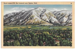 Snow Capped Mt. Ben Lomond near Ogden, Utah, unused Barkalow linen