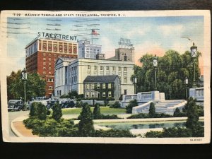 Vintage Postcard 1949 Masonic Temple Stacy Trent Hotel Trenton New Jersey