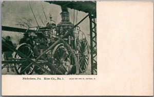 1900s NICHOLSON, Pennsylvania Postcard Hose Co. #1 Fire Station /Steam Engine