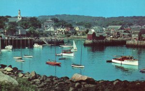 Vintage Postcard Cove Anchorage Commercial Pleasure Boats Rockport Massachusetts