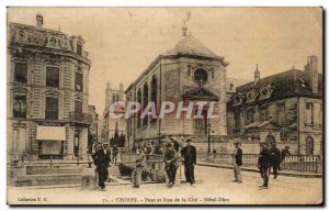 Old Postcard Troyes Bridge and Rue de la Cite Hotel God