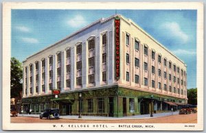 Battle Creek Michigan 1940s Postcard W.K. Kellogg Hotel