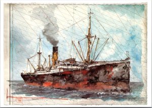 Ole West Steam In Tempera Boat Vintage Postcard BS23