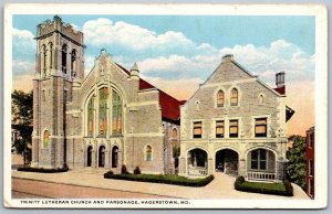 Hagerstown Maryland 1920s Postcard Trinity Lutheran Church and Parsonage