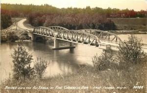 Bridge Au Sable 5 Channels Dam East Towas Michigan 1930s RPPC Real photo 6401