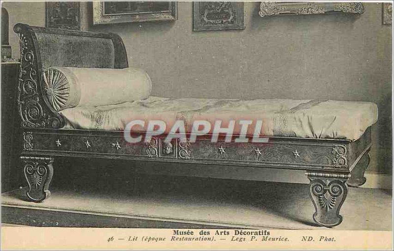 Old Postcard Musee des Arts Decoratifs bed (Restoration Era) Legs P Maurice