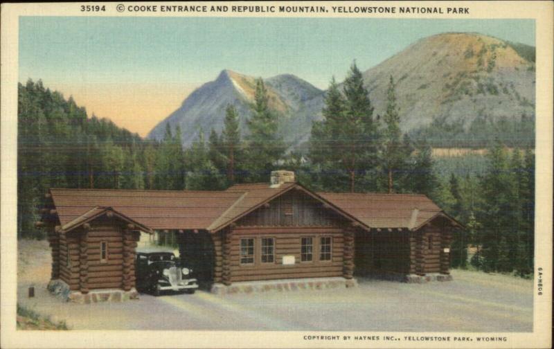 Yellowstone National Park Cooke Entrance Linen Haynes Postcard