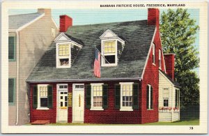 VINTAGE POSTCARD BARBARA FRITCHIE HOUSE AT FREDERICK MARYLAND c. 1930s