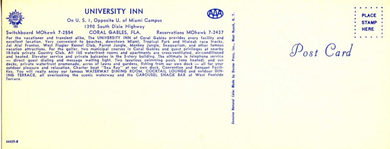 FL - Coral Gables. University Inn  (3.5 X 9).