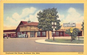 Mackinaw City Michigan 1940s Postcard Greyhouse Bus Station Post House