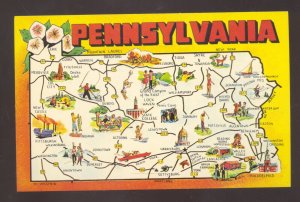 STATE OF PENNSYLVANIA PA. MAP VINTAGE POSTCARD
