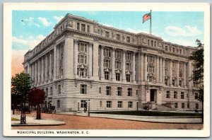 Washington DC 1930s Postcard Municipal Building Flag