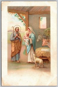 Vtg Christmas Greetings Joseph Madonna & Child Mary Baby Jesus 1910s Postcard