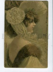 257642 ART NOUVEAU Belle Lady Portrait FASHION Vintage PC