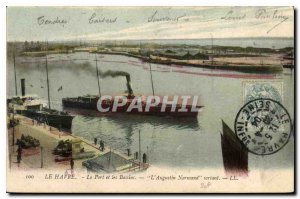 Old Postcard Le Havre Port Basins and Augustin Normand out