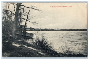 1910 St. Joe River Pathway Waterways Grove Constantine Michigan Posted Postcard