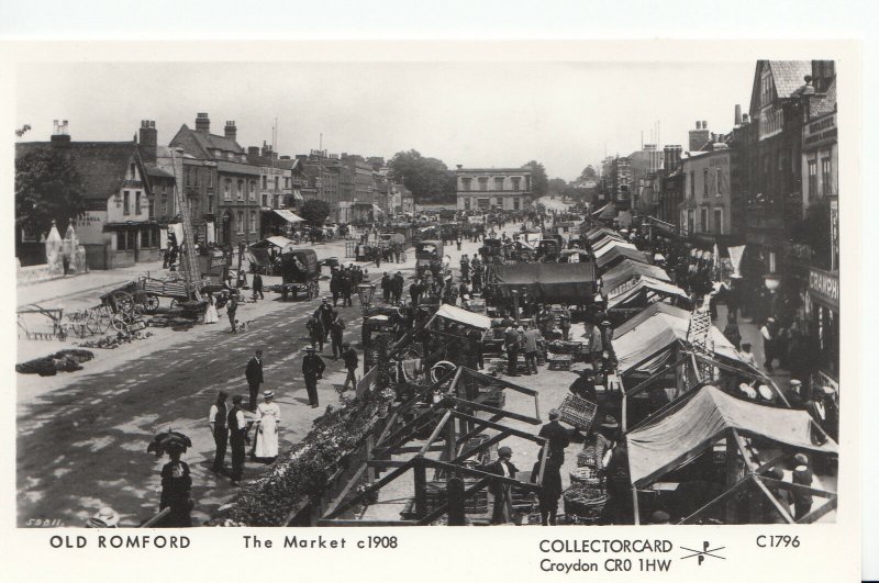Essex Postcard - Old Romford - The Market c1908 - Ref A3638